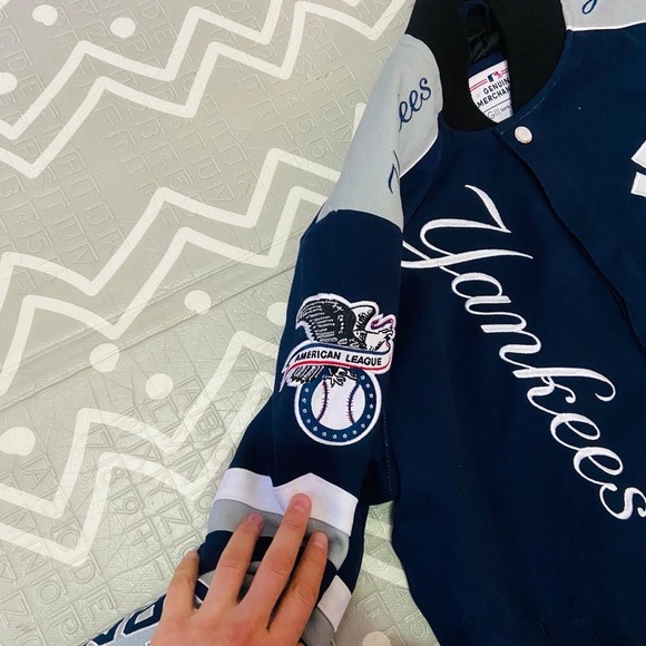 Vintage retro Ny New York Yankees embroidered letterman varsity jacket coat - Picture 5 of 13